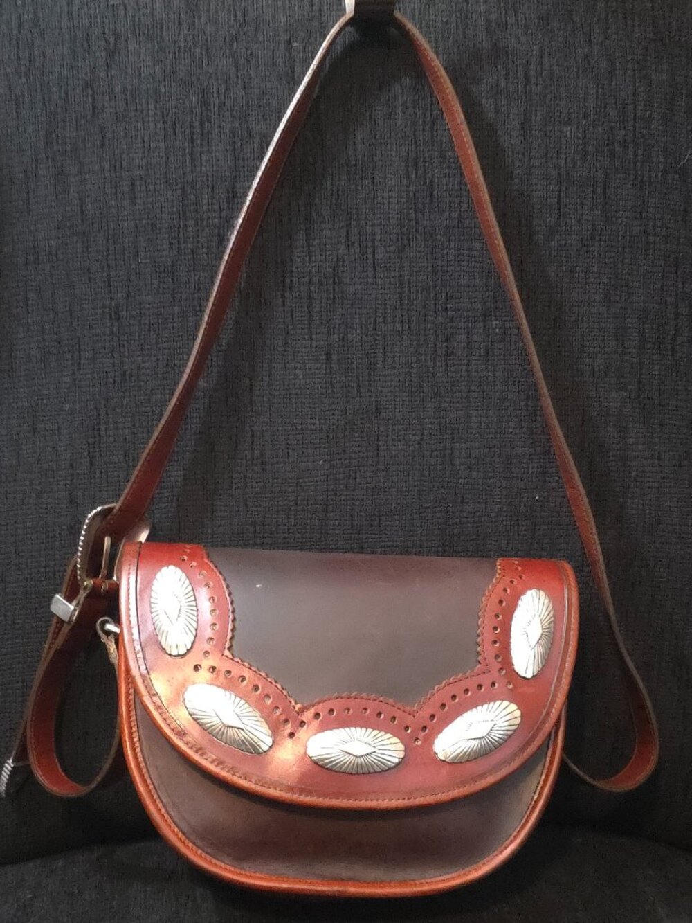 Vintage Brighton Out West Brown Leather Western Style Crossbody Bag